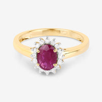 1.01 Carat Genuine Ruby and White Diamond 10K Yellow Gold Ring