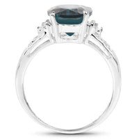 2.64 Carat Genuine London Blue Topaz and White Topaz .925 Sterling Silver Ring