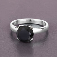 3.00 Carat Genuine Black Diamond 14K White Gold Ring