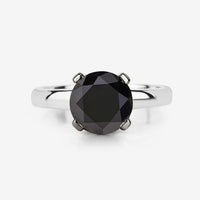3.00 Carat Genuine Black Diamond 14K White Gold Ring