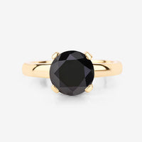 3.00 Carat Genuine Black Diamond 14K Yellow Gold Ring