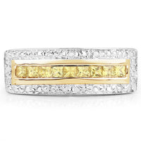 1.08 Carat Genuine Yellow Sapphire .925 Sterling Silver Ring