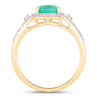 1.65 Carat Genuine Ethiopian Emerald and White Diamond 14K Yellow Gold Ring