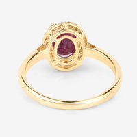 1.59 Carat Genuine Ruby and White Diamond 10K Yellow Gold Ring