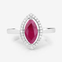 1.52 Carat Genuine Ruby and White Diamond 10K White Gold Ring