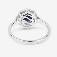 1.34 Carat Genuine Blue Sapphire and White Diamond 10K White Gold Ring
