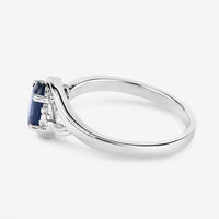 0.98 Carat Genuine Blue Sapphire and White Diamond 10K White Gold Ring