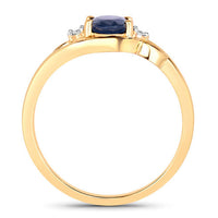 0.98 Carat Genuine Blue Sapphire and White Diamond 10K Yellow Gold Ring