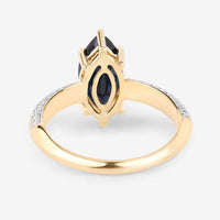 2.39 Carat Genuine Blue Sapphire and White Diamond 10K Yellow Gold Ring