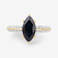 2.39 Carat Genuine Blue Sapphire and White Diamond 10K Yellow Gold Ring
