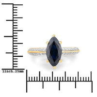 2.39 Carat Genuine Blue Sapphire and White Diamond 10K Yellow Gold Ring