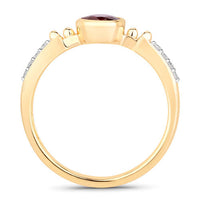 1.00 Carat Genuine Ruby and White Diamond 14K Yellow Gold Ring