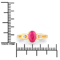0.95 Carat Genuine Ruby and White Diamond 14K Yellow Gold Ring