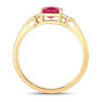 1.22 Carat Genuine Ruby and White Diamond 14K Yellow Gold Ring