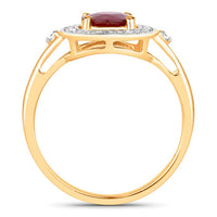1.67 Carat Genuine Ruby and White Diamond 14K Yellow Gold Ring