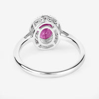 1.83 Carat Genuine Ruby and White Diamond 14K White Gold Ring
