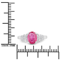 1.52 Carat Genuine Ruby and White Diamond 14K White Gold Ring