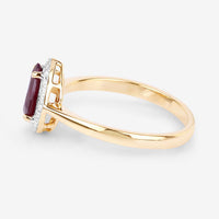 1.30 Carat Genuine Ruby and White Diamond 14K Yellow Gold Ring