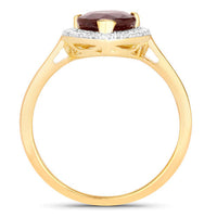 2.19 Carat Genuine Ruby and White Diamond 14K Yellow Gold Ring