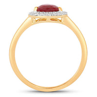 1.38 Carat Genuine Ruby and White Diamond 14K Yellow Gold Ring