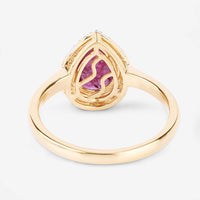 1.38 Carat Genuine Ruby and White Diamond 14K Yellow Gold Ring