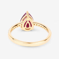 1.68 Carat Genuine Ruby and White Diamond 14K Yellow Gold Ring