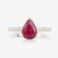 1.68 Carat Genuine Ruby and White Diamond 14K Yellow Gold Ring
