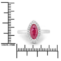 1.57 Carat Genuine Ruby and White Diamond 14K White Gold Ring