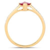 1.51 Carat Genuine Ruby and White Diamond 14K Yellow Gold Ring