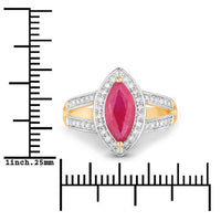 1.06 Carat Genuine Ruby and White Diamond 14K Yellow Gold Ring