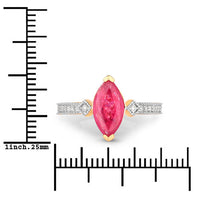 1.01 Carat Genuine Ruby and White Diamond 14K Yellow Gold Ring