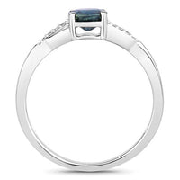 0.88 Carat Genuine Blue Sapphire and White Diamond 14K White Gold Ring