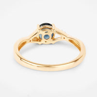 0.88 Carat Genuine Blue Sapphire and White Diamond 14K Yellow Gold Ring