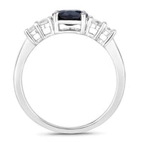 1.38 Carat Genuine Blue Sapphire and White Diamond 14K White Gold Ring