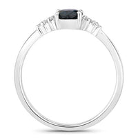 0.84 Carat Genuine Blue Sapphire and White Diamond 14K White Gold Ring