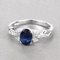 1.12 Carat Genuine Blue Sapphire and White Diamond 14K White Gold Ring