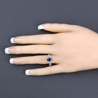1.12 Carat Genuine Blue Sapphire and White Diamond 14K White Gold Ring