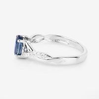 1.04 Carat Genuine Blue Sapphire and White Diamond 14K White Gold Ring