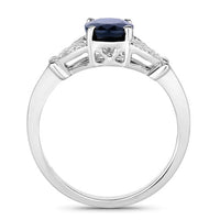 1.62 Carat Genuine Blue Sapphire and White Diamond 14K White Gold Ring