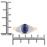 1.73 Carat Genuine Blue Sapphire and White Diamond 14K Yellow Gold Ring