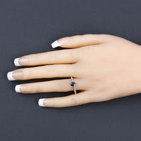 0.50 Carat Genuine Blue Sapphire 14K White Gold Ring