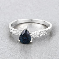 0.89 Carat Genuine Blue Sapphire and White Diamond 14K White Gold Ring