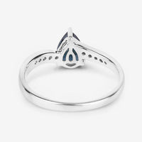 0.89 Carat Genuine Blue Sapphire and White Diamond 14K White Gold Ring