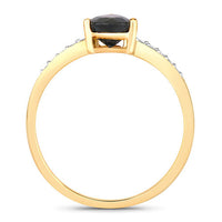 0.89 Carat Genuine Blue Sapphire and White Diamond 14K Yellow Gold Ring