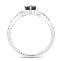 1.14 Carat Genuine Blue Sapphire and White Diamond 14K White Gold Ring