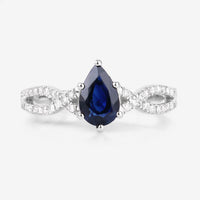 1.14 Carat Genuine Blue Sapphire and White Diamond 14K White Gold Ring