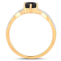 1.14 Carat Genuine Blue Sapphire and White Diamond 14K Yellow Gold Ring