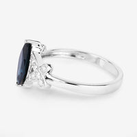 1.50 Carat Genuine Blue Sapphire and White Diamond 14K White Gold Ring