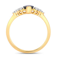 1.47 Carat Genuine Blue Sapphire and White Diamond 14K Yellow Gold Ring