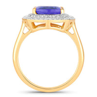4.84 Carat Genuine Tanzanite and White Diamond 14K Yellow Gold Ring